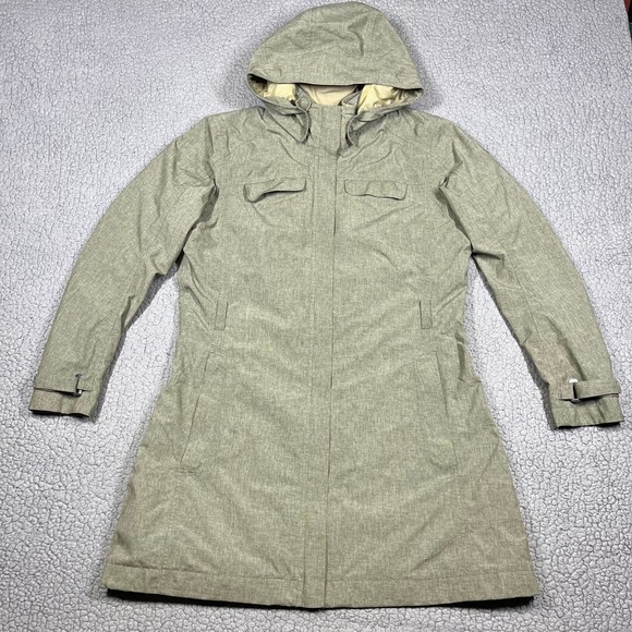 REI Jackets & Blazers - REI Womens Hooded Rain Parka Jacket Green Longline Trench Coat Size L RN37249